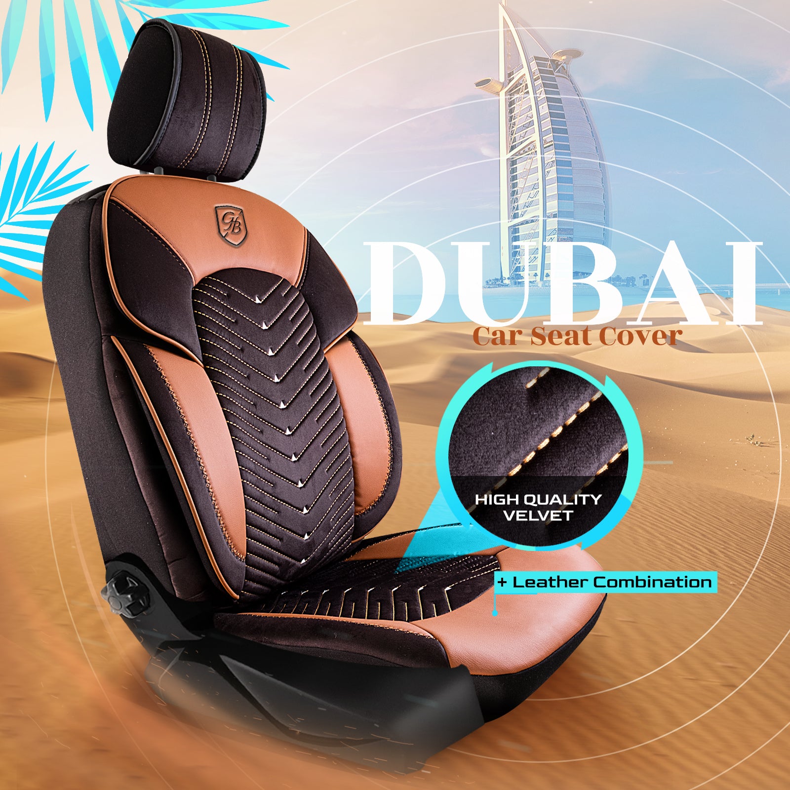 Premium Autositzbezug Dubai, Farbe Schwarz-Braun – passend für viele Fahrzeuge Mode