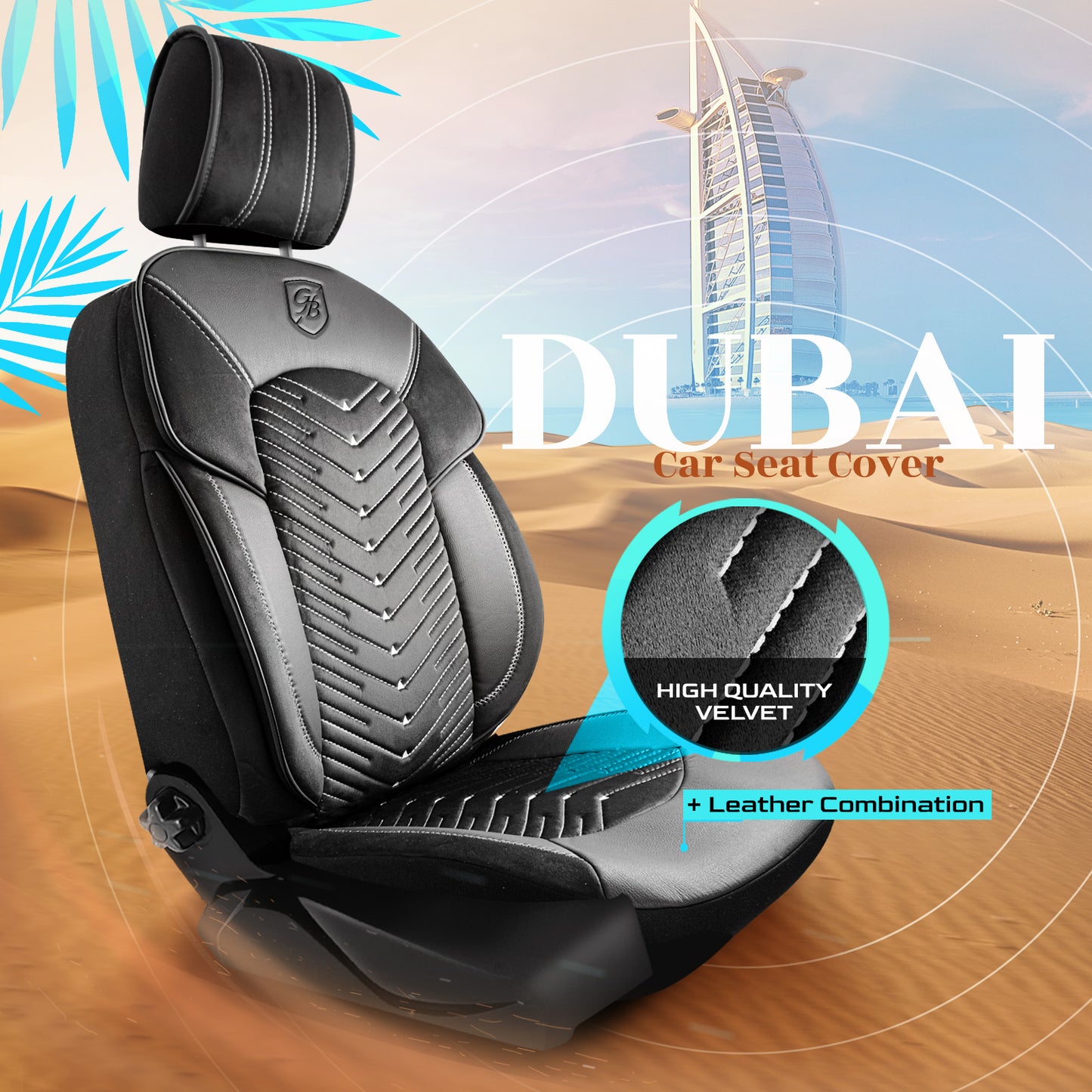 Premium Autositzbezug Dubai, Farbe Schwarz-Grau – passend für viele Fahrzeuge Mode
