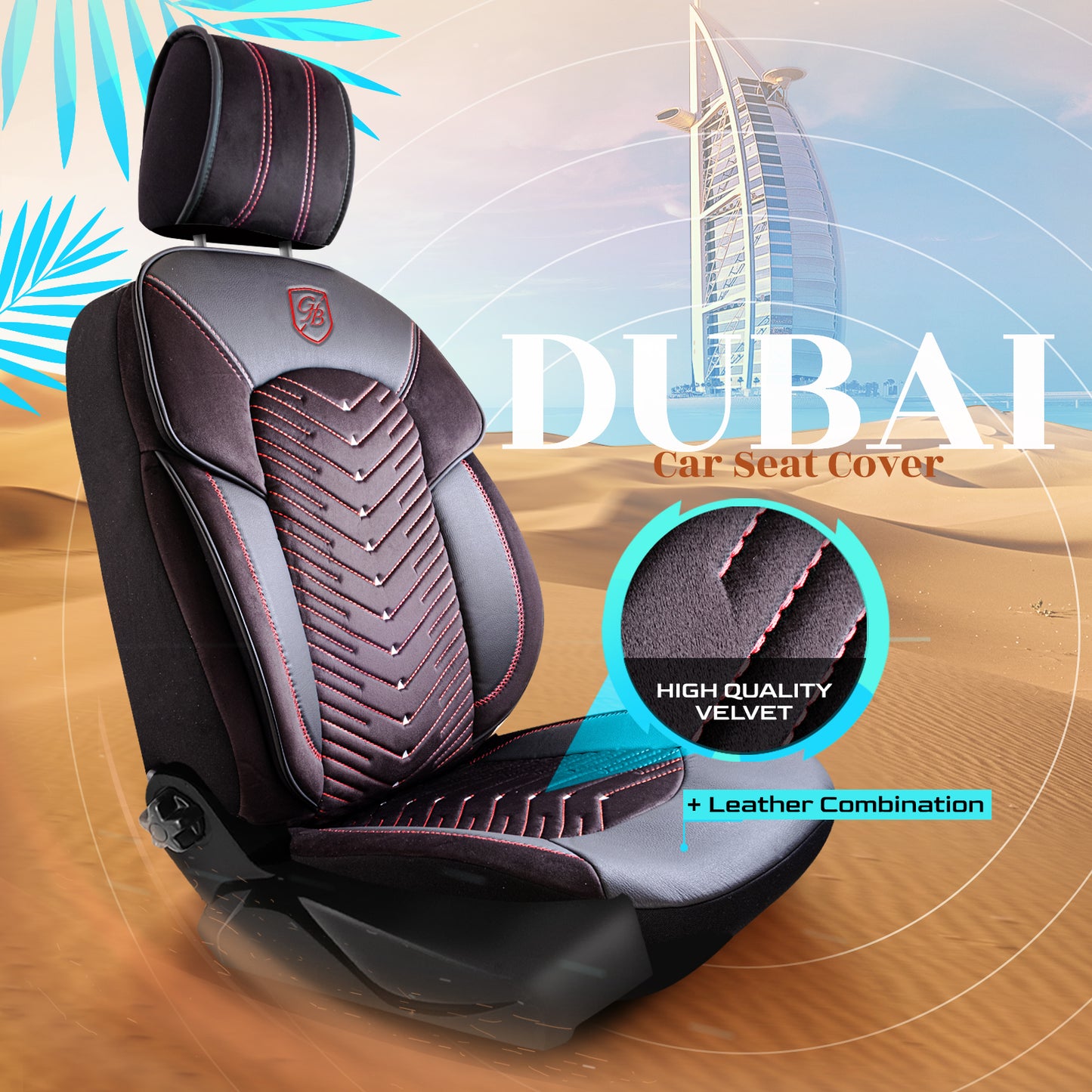 Premium Autositzbezug Dubai, Farbe Schwarz-Rot – passend für viele Fahrzeuge Mode