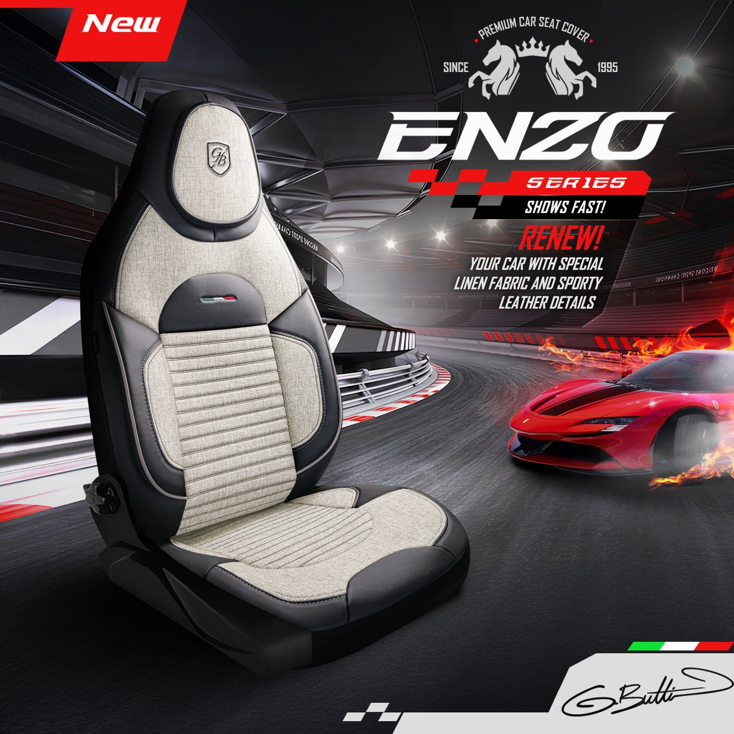 Premium Autositzbezug Enzo, Farbe Beige – passend für viele Fahrzeuge Mode
