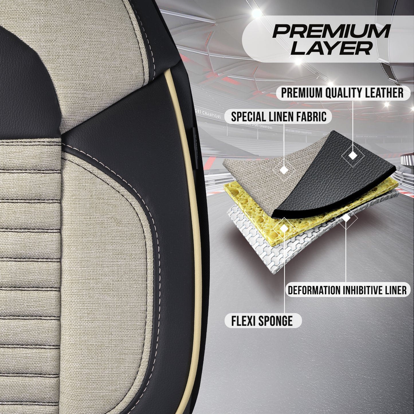 Premium Autositzbezug Enzo, Farbe Beige – passend für viele Fahrzeuge Premiumschicht