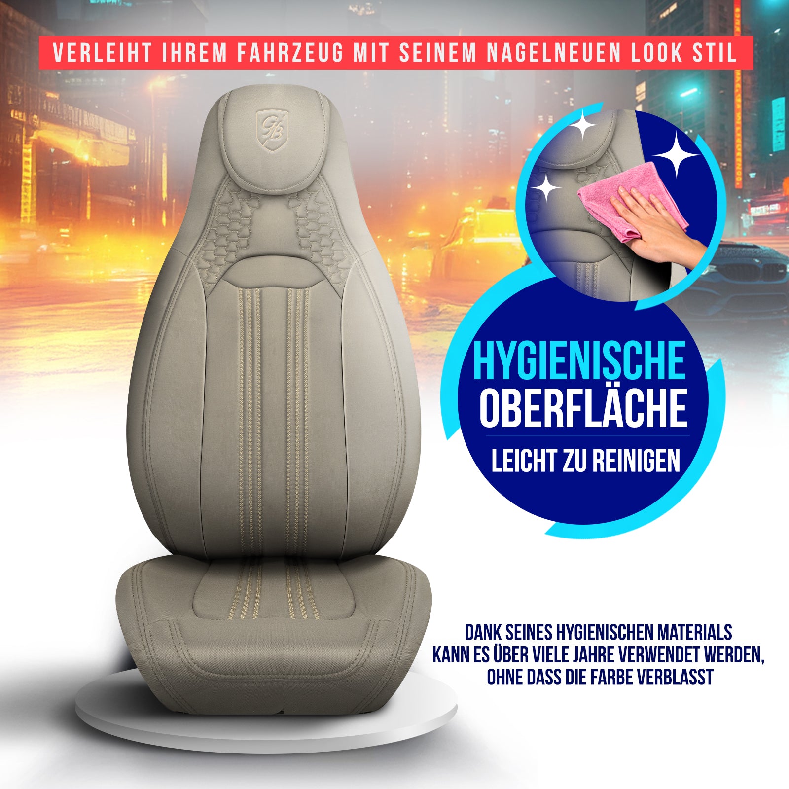 Premium Autositzbezug Hunter, Farbe Beige– passend für viele Fahrzeuge Hygiene