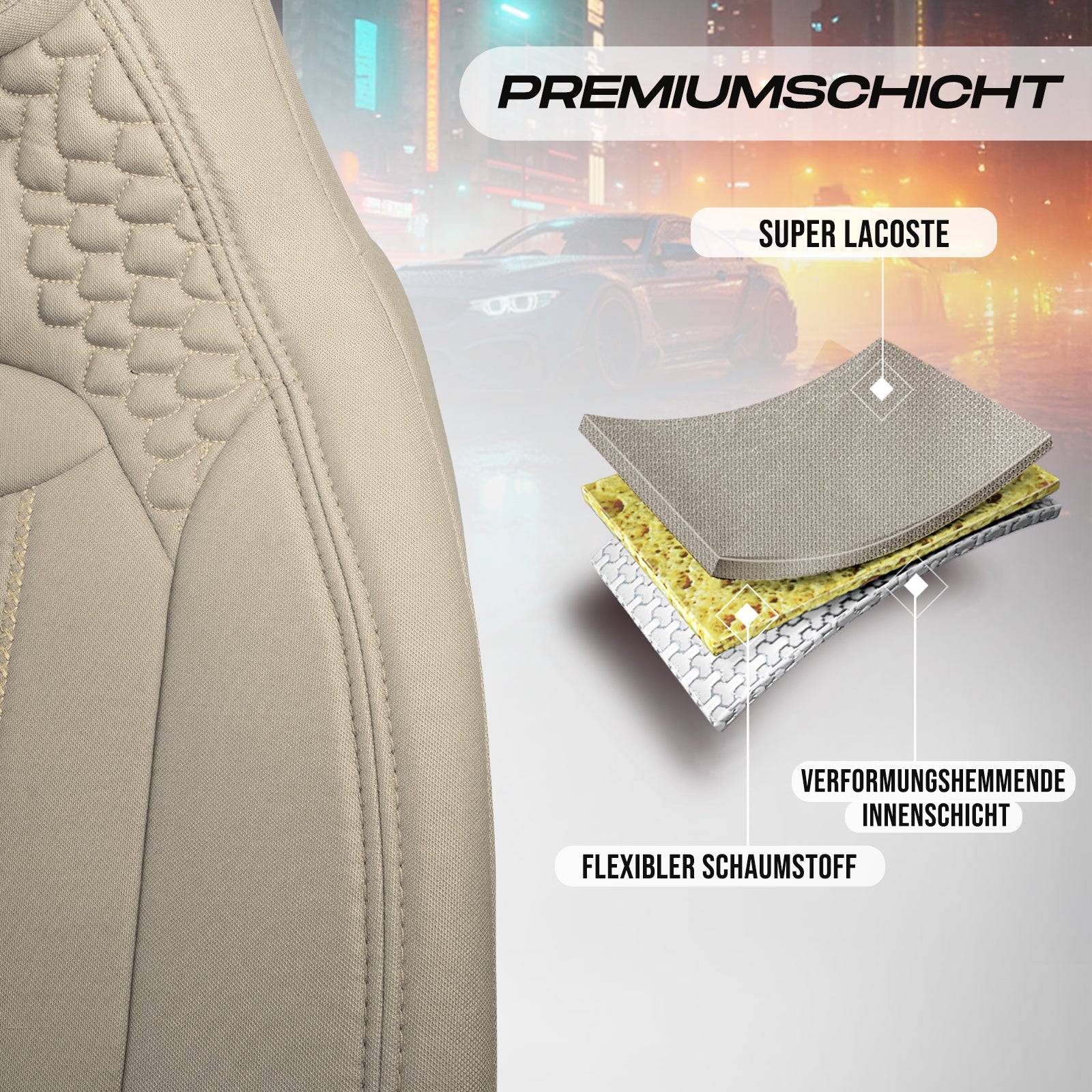 Premium Autositzbezug Hunter, Farbe Beige– passend für viele Fahrzeuge Premiumschicht