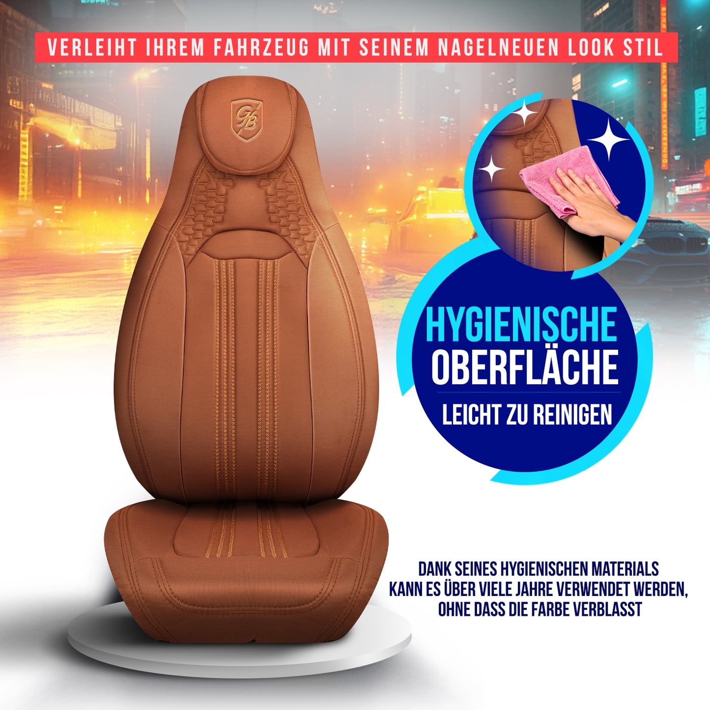 Premium Autositzbezug Hunter, Farbe Braun – passend für viele Fahrzeuge Hygiene