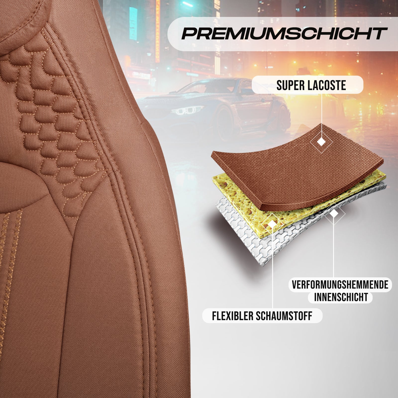 Premium Autositzbezug Hunter, Farbe Braun – passend für viele Fahrzeuge Premiumschicht