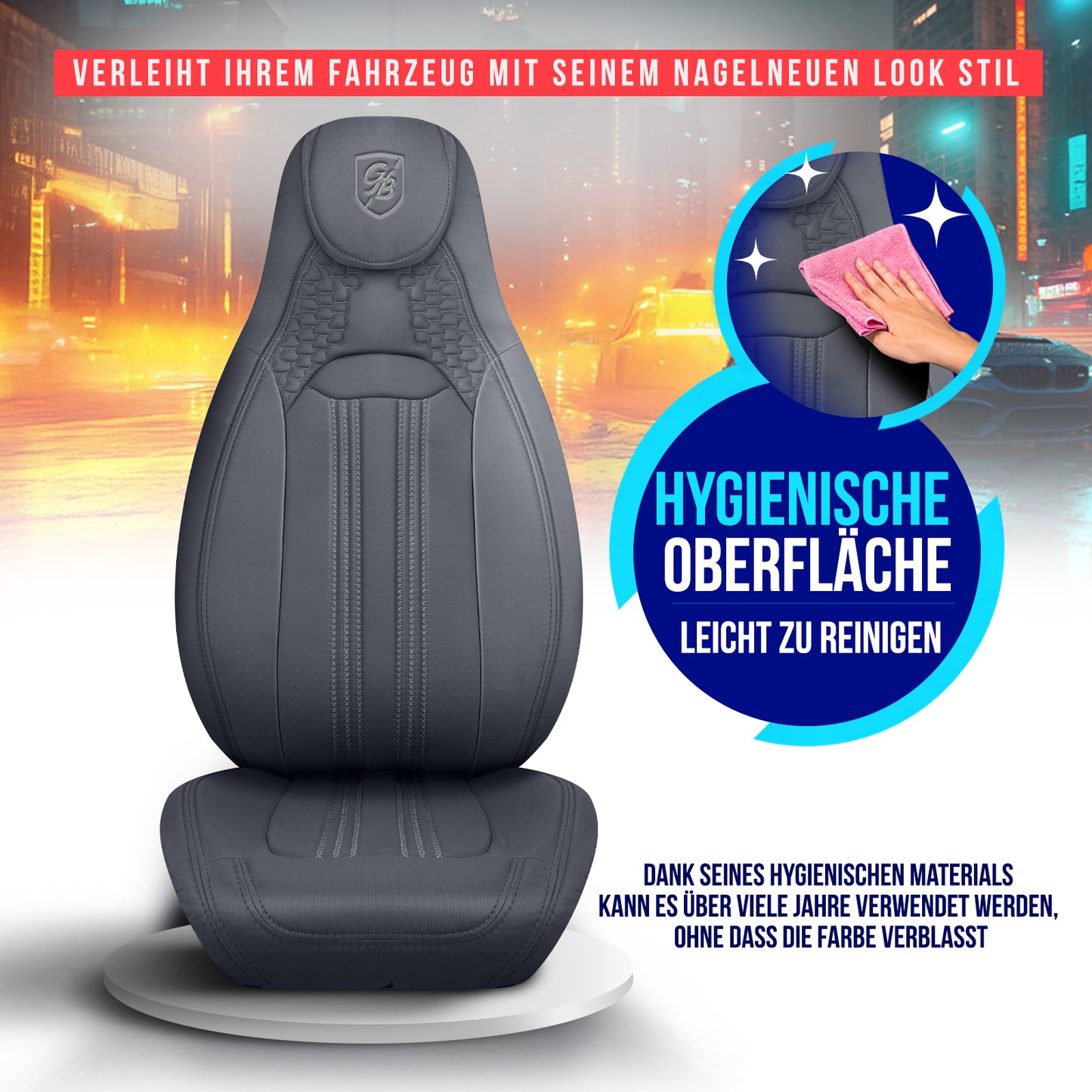 Premium Autositzbezug Hunter, Farbe Grau – passend für viele Fahrzeuge Hygiene