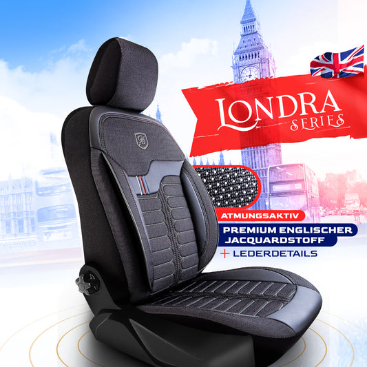 London Autositzbezug Schwarz-Grau - 2x Premium Vordersitzbezüge