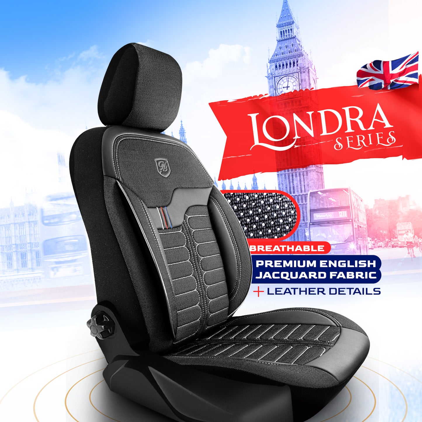 Premium Autositzbezug London, Farbe Schwarz-Grau – passend für viele Fahrzeuge Mode