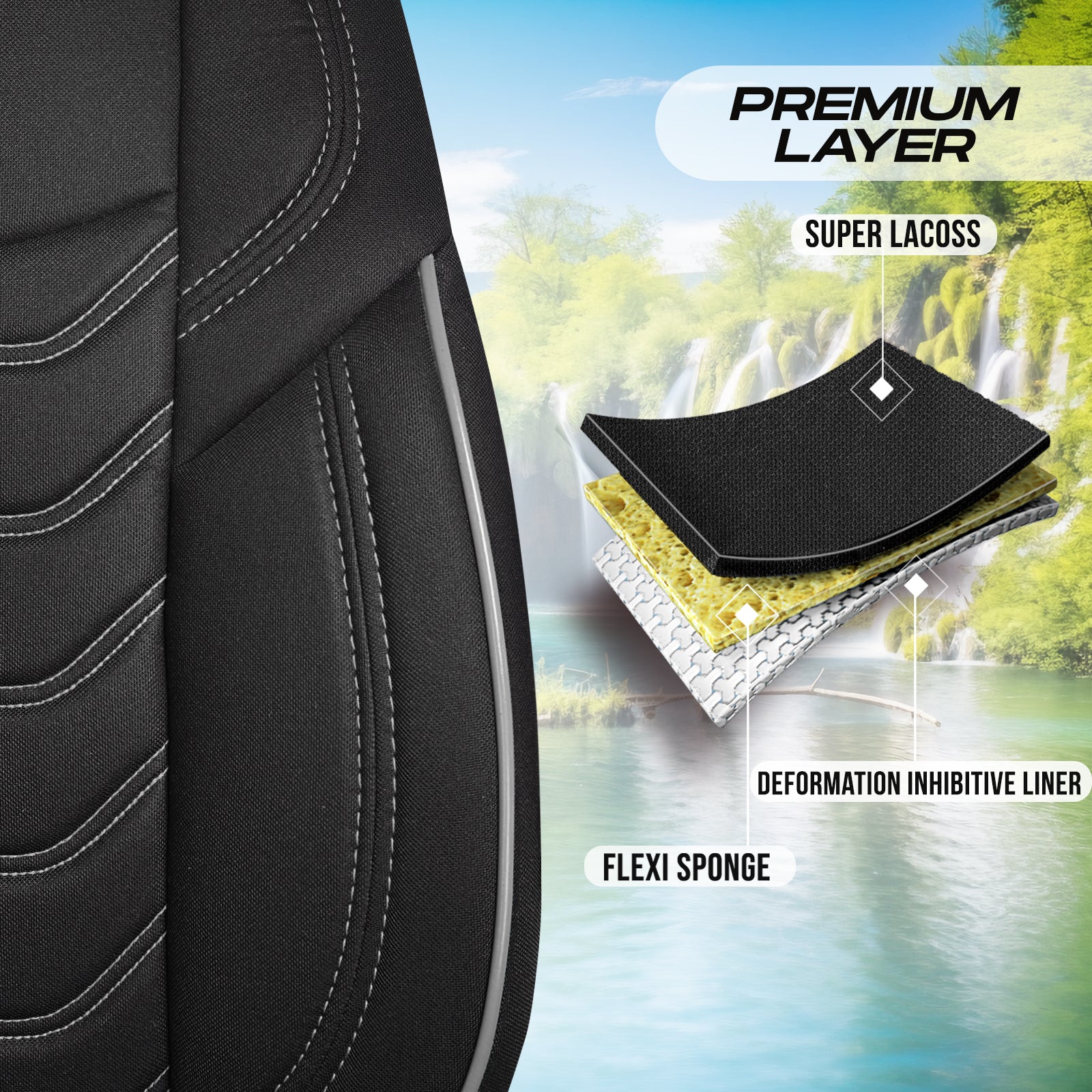 Premium Autositzbezug Manavgat, Farbe Schwarz-Grau – passend für viele Fahrzeuge Premiumschicht