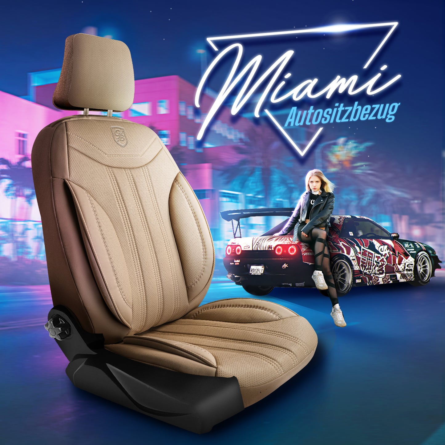 Premium Autositzbezug Miami, Farbe Beige – passend für viele Fahrzeuge Mode