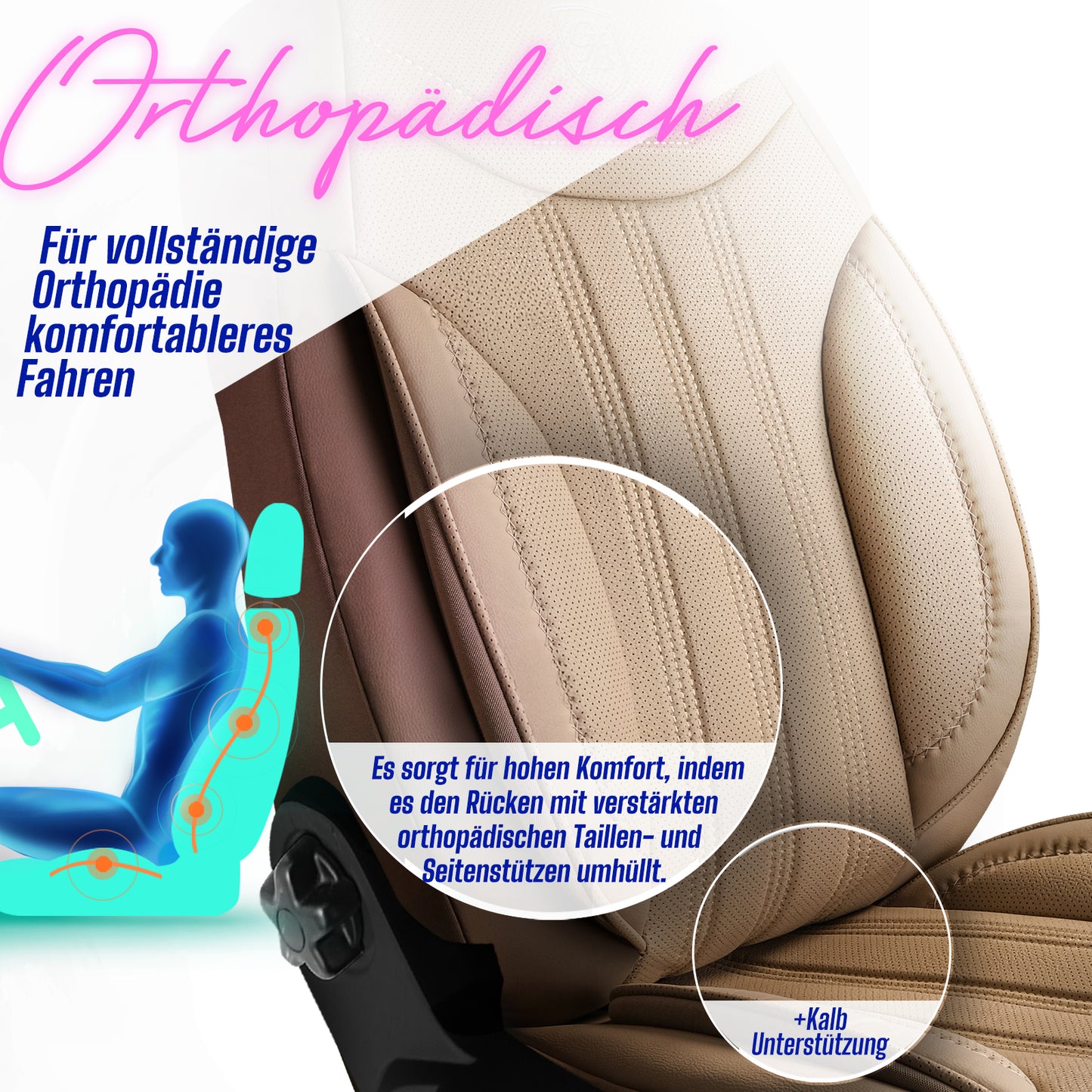 Premium Autositzbezug Miami, Farbe Beige – passend für viele Fahrzeuge Vorteile