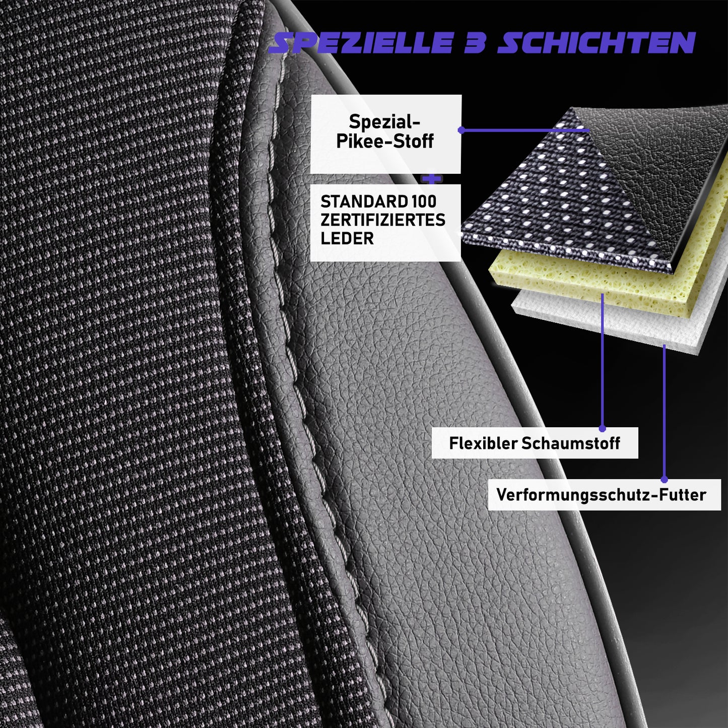 Premium Autositzbezug Florida, Farbe Schwarz-Grau – passend für viele Fahrzeuge Premiumschicht