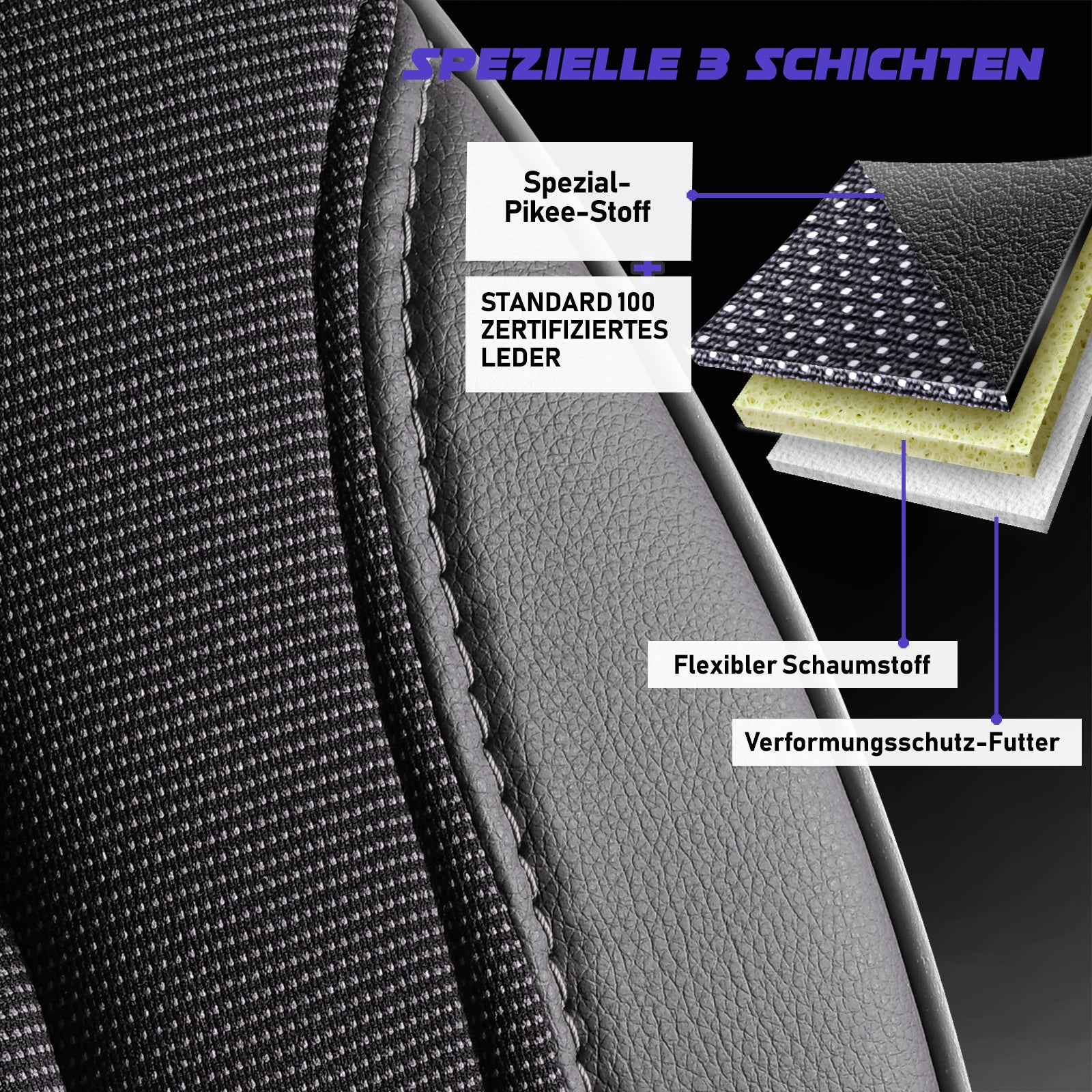 Premium Autositzbezug Florida, Farbe Schwarz-Grau – passend für viele Fahrzeuge Premiumschicht