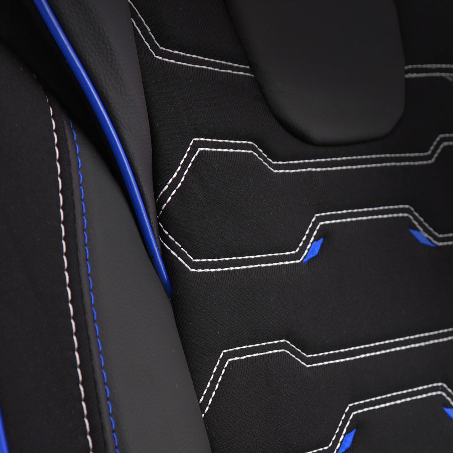 Premium Autositzbezug Sport, Farbe Schwarz-Blau – passend für viele Fahrzeuge Vordersitze nah