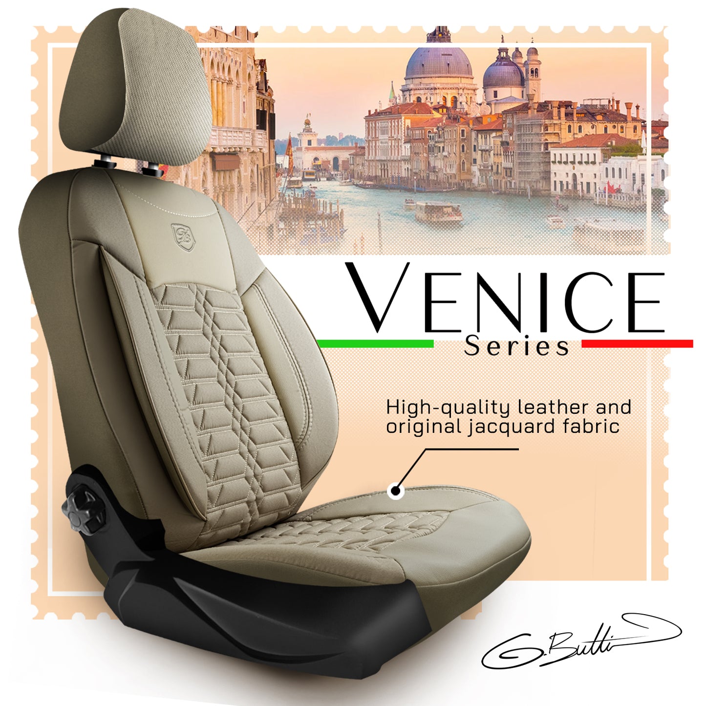 Premium Autositzbezug Venedig, Farbe Beige – passend für viele Fahrzeuge Mode