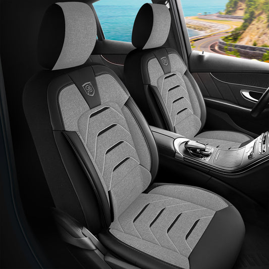 Bodrum Autositzbezug Grau-Schwarz - 2x Premium Vordersitzbezüge