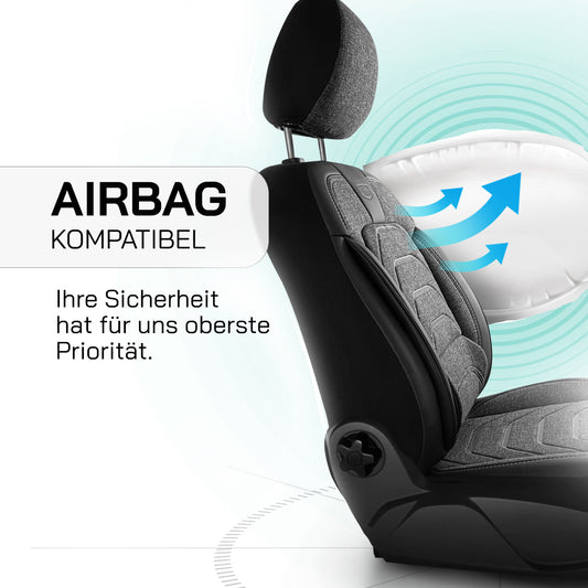 Bodrum Autositzbezug Rauchgrau-Grau – 2x Premium Vordersitzbezüge