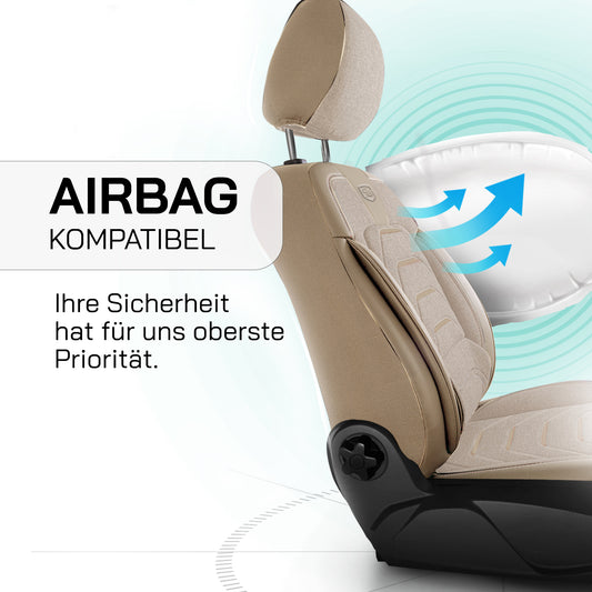 Bodrum Autositzbezug Beige - 2x Premium Vordersitzbezüge