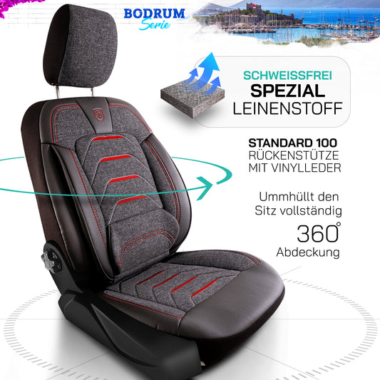 Premium Autositzbezug Bodrum, Farbe Grau-Rot – passend für viele Fahrzeuge Vorteil