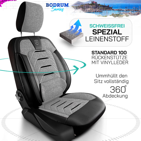 Premium Autositzbezug Bodrum, Farbe Grau-Schwarz – passend für viele Fahrzeuge Vorteile