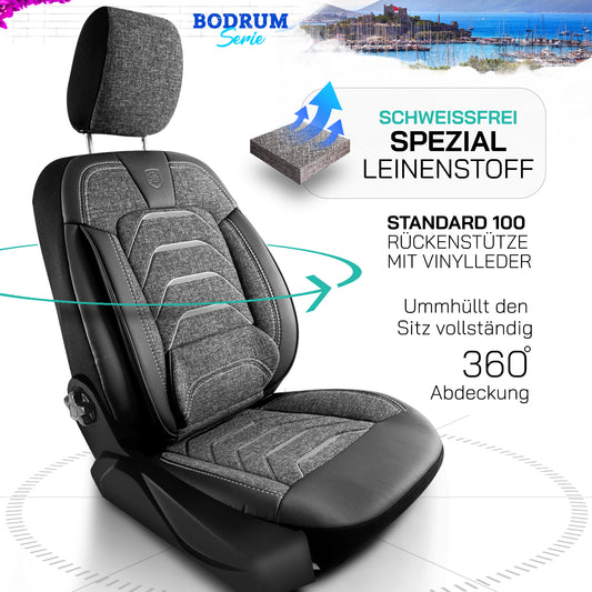 Premium Autositzbezug Bodrum, Farbe Grau – passend für viele Fahrzeuge Vorteil
