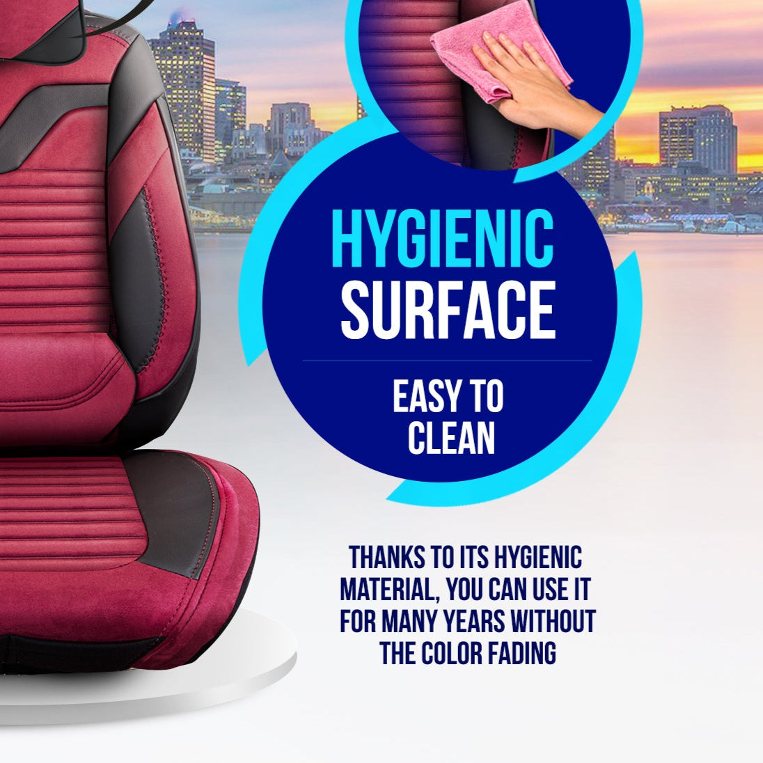 Premium Autositzbezug Boston, Farbe Alcantara-Rot-Schwarz – passend für viele Fahrzeuge Hygiene