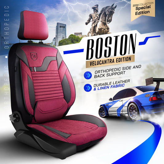 Premium Autositzbezug Boston, Farbe Alcantara-Rot-Schwarz – passend für viele Fahrzeuge Mode