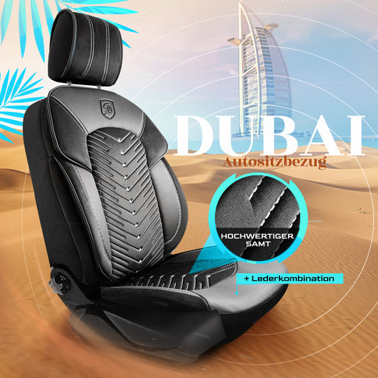 Dubai Autositzbezug Schwarz-Grau - 2x Premium Vordersitzbezüge