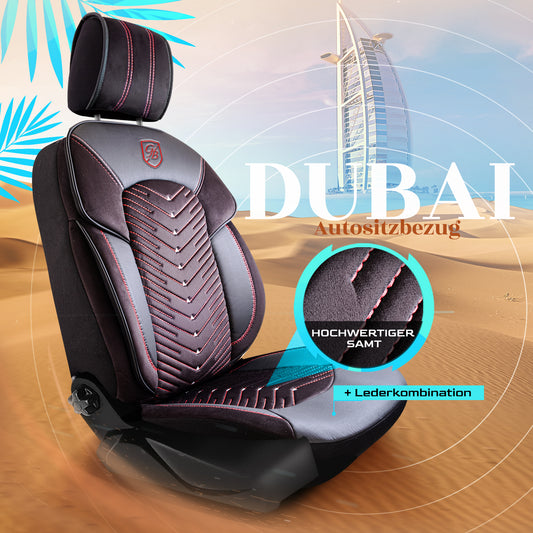 Dubai Autositzbezug Schwarz-Rot - 2x Premium Vordersitzbezüge
