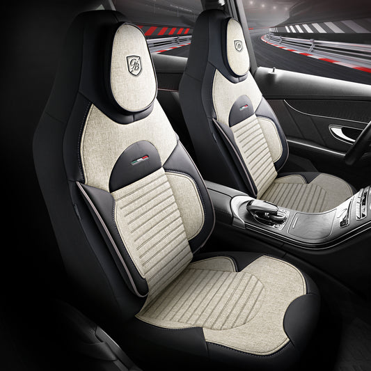 Premium Autositzbezug Enzo, Farbe Beige – passend für viele Fahrzeuge Vordersitze