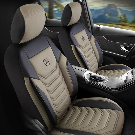 Premium Autositzbezug Florida, Farbe Beige-Schwarz – passend für viele Fahrzeuge Vordersitz