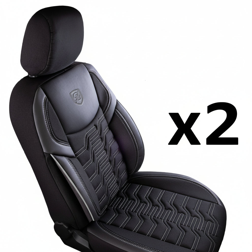 Premium Autositzbezug Giovanni Butti Berlin, Farbe Grau-Schwarz – passend für Ihr Fahrzeug Vordersitz x2
