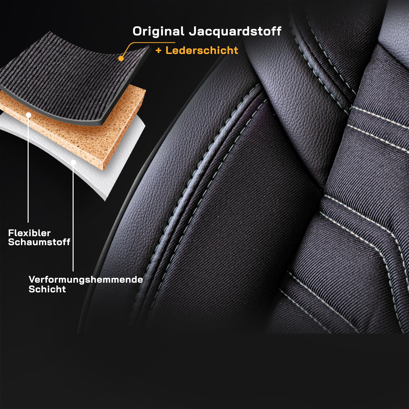 Premium Autositzbezug Giovanni Butti Berlin, Farbe Grau-Schwarz – passend für Ihr Fahrzeug Premiumschicht