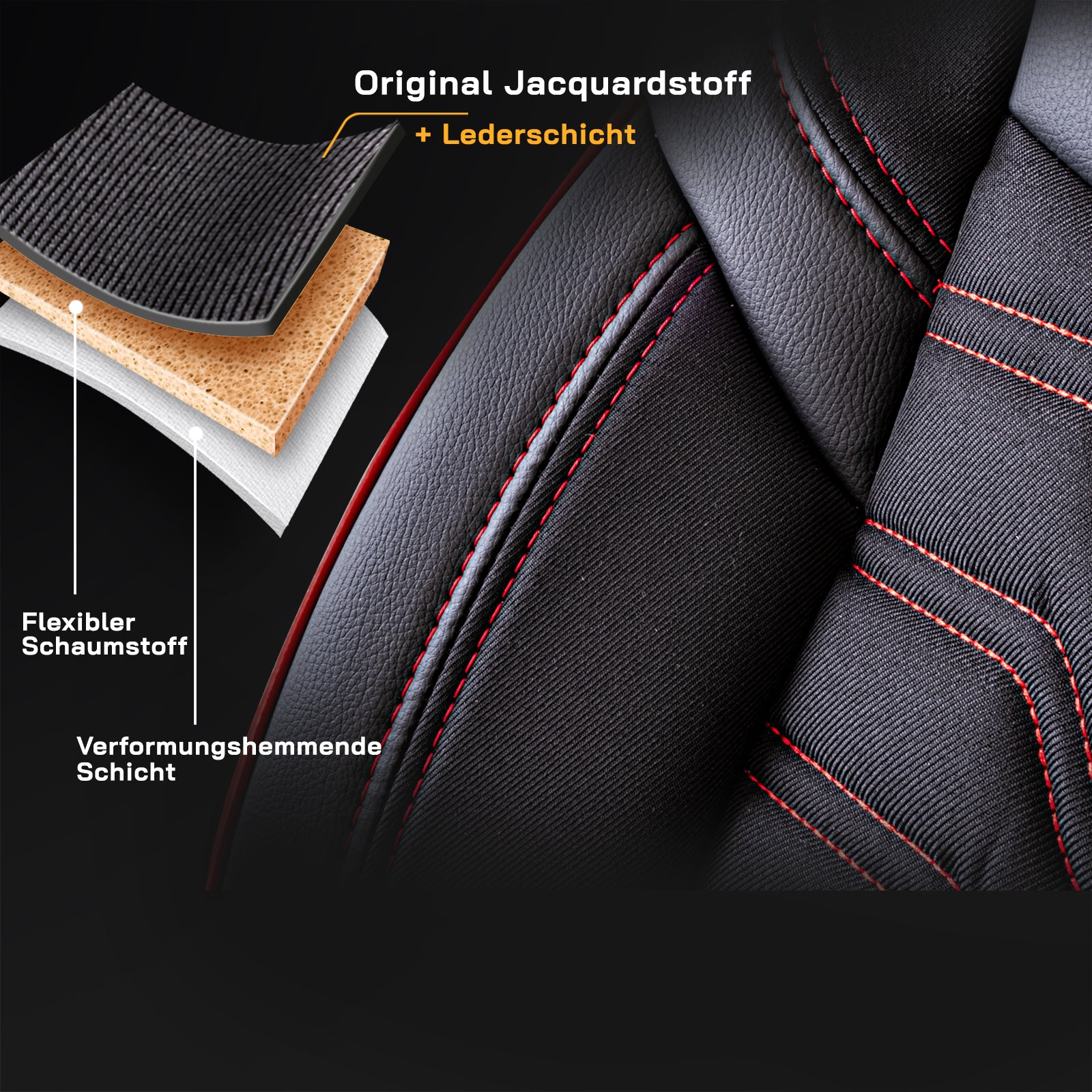 Premium Autositzbezug Giovanni Butti Berlin, Farbe Schwarz-Rot – passend für Ihr Fahrzeug Premiumschicht
