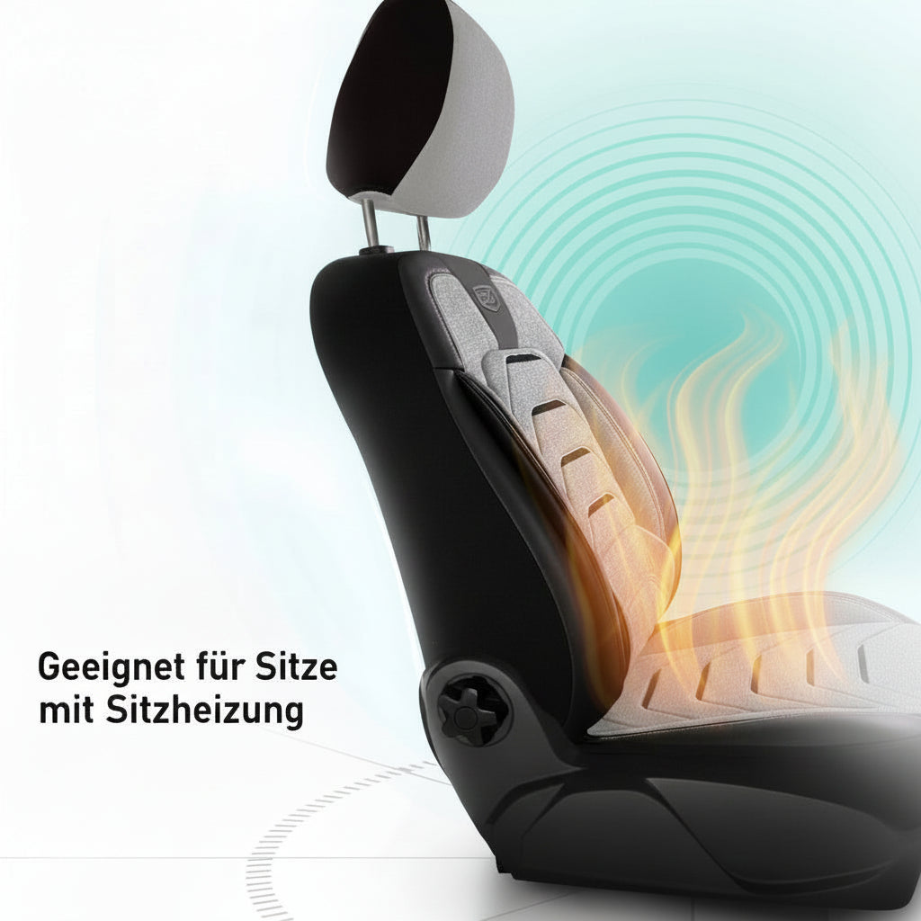 Premium Autositzbezug Giovanni Butti Bodrum, Farbe Grau-Schwarz – passend für viele Fahrzeuge Vordersitz Airbag-Kompatibel