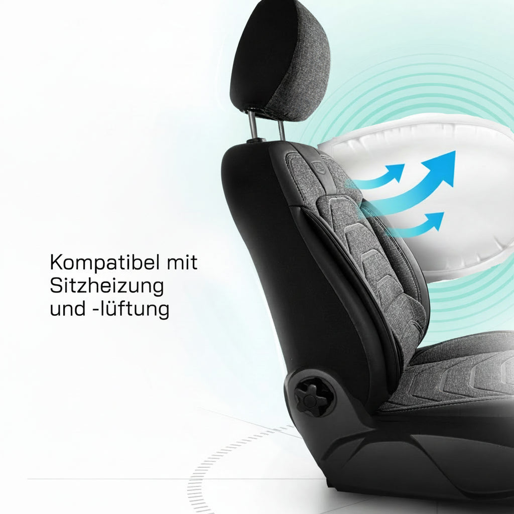 Premium Autositzbezug Giovanni Butti Bodrum, Farbe Rauchgrau-Grau – passend für viele Fahrzeuge Vordersitz Airbag-Kompatibel