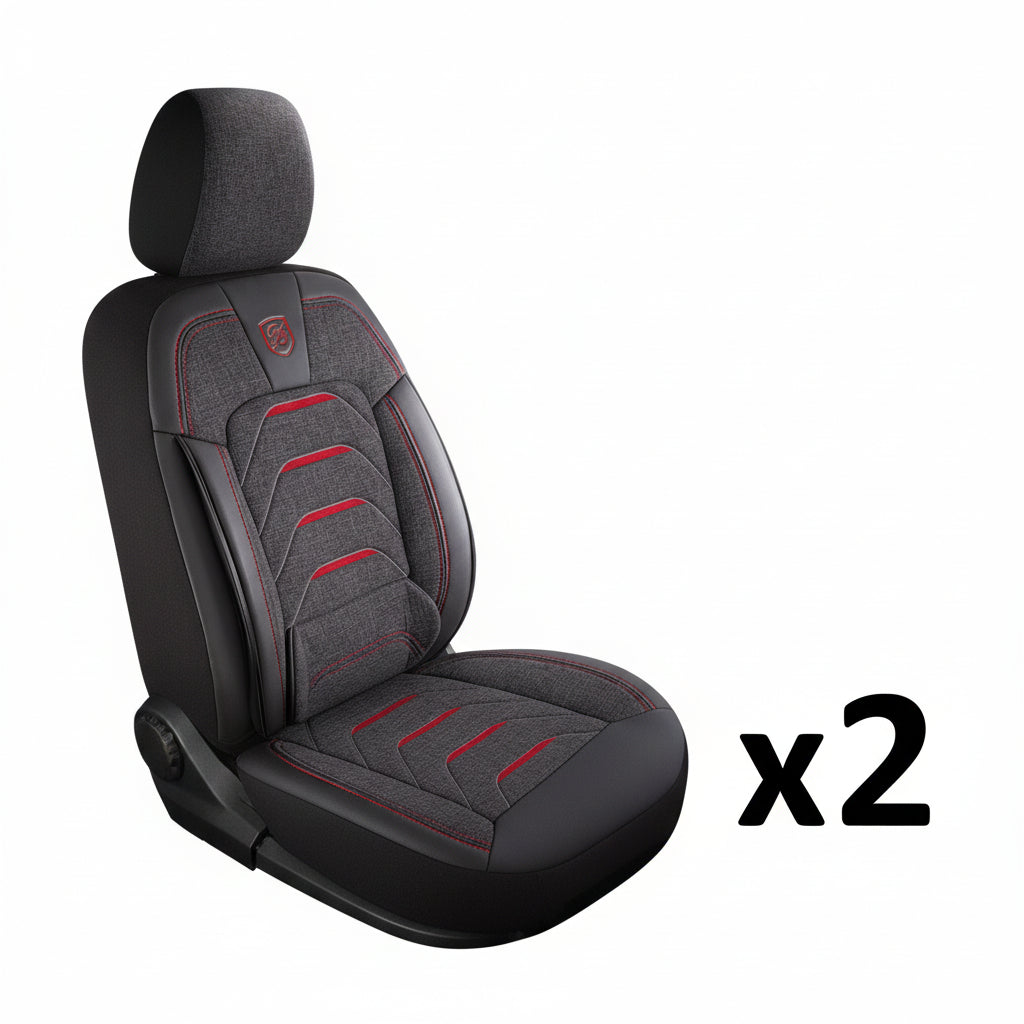 Premium Autositzbezug Giovanni Butti Bodrum, Farbe Rauchgrau-Rot – passend für Ihr Fahrzeug Vordersitz x2
