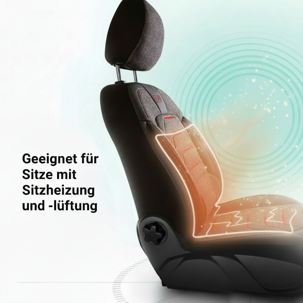 Premium Autositzbezug Giovanni Butti Bodrum, Farbe Rauchgrau-Rot – passend für viele Fahrzeuge Vordersitz Airbag-Kompatibel