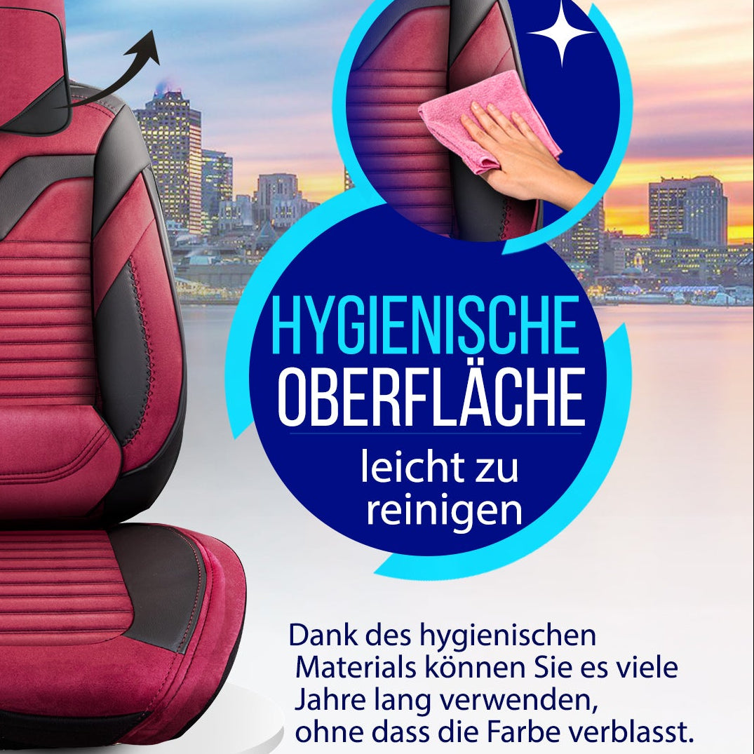 Premium Autositzbezug Giovanni Butti Boston, Farbe Alcantara-Rot-Schwarz – passend für viele Fahrzeuge Vordersitz Hygiene