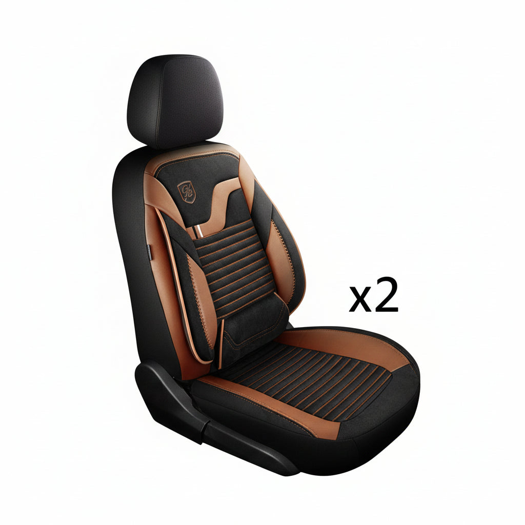 Premium Autositzbezug Giovanni Butti Boston, Farbe Alcantara-Schwarz-Braun – passend für Ihr Fahrzeug Vordersitz x2