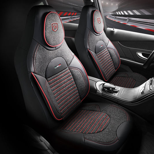 Premium Autositzbezug Giovanni Butti Enzo, Farbe Rauchgrau-Rot – passend für Ihr Fahrzeug Vordersitz