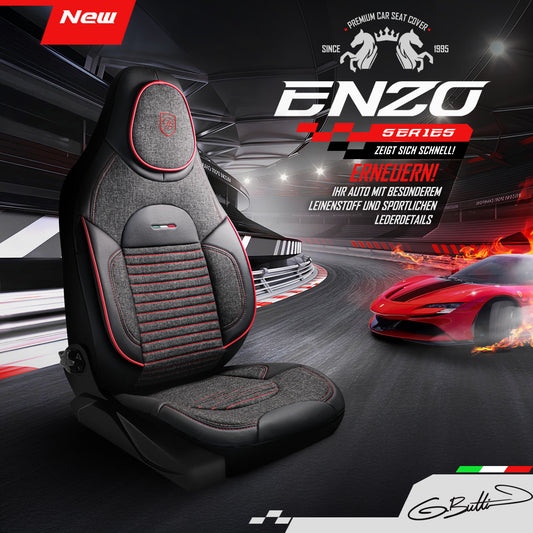 Premium Autositzbezug Giovanni Butti Enzo, Farbe Rauchgrau-Rot – passend für Ihr Fahrzeug Mode