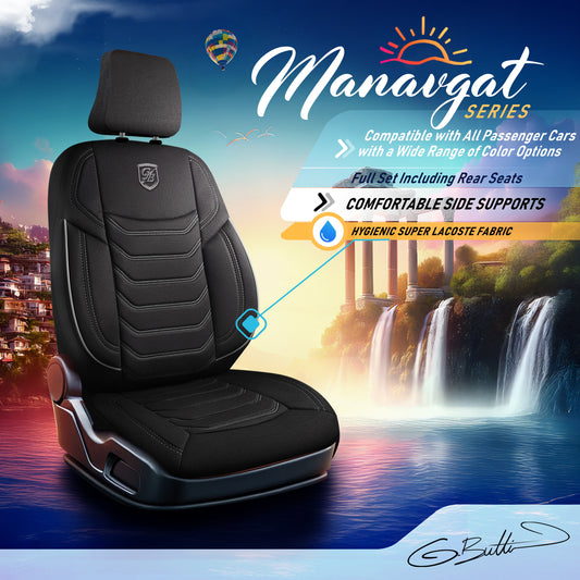 Premium Autositzbezug Giovanni Butti Manavgat Farbe Schwarz-Grau – passend für Ihr Fahrzeug Vordersitz Mode