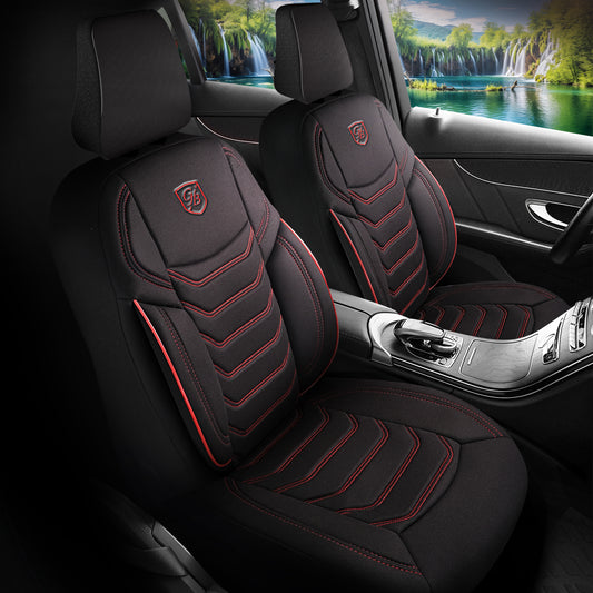 Premium Autositzbezug Giovanni Butti Manavgat Farbe Schwarz-Rot – passend für Ihr Fahrzeug Vordersitz