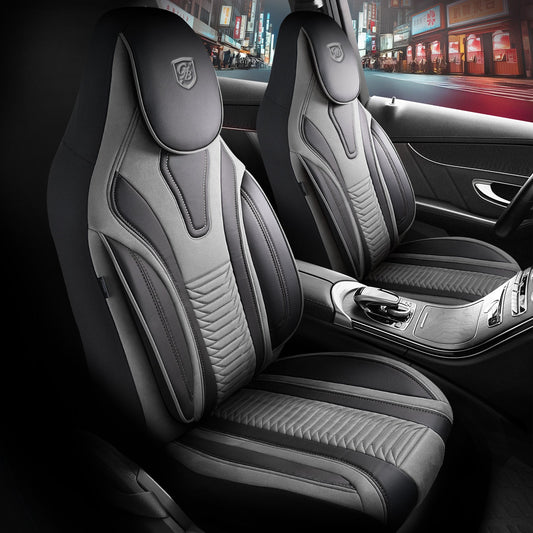 Premium Autositzbezug Giovanni Butti Tokyo Farbe Grau-Schwarz – passend für Ihr Fahrzeug Vordersitz