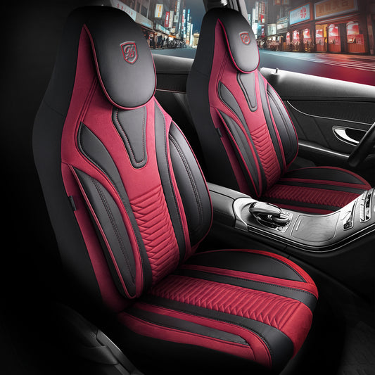 Premium Autositzbezug Giovanni Butti Tokyo Farbe Rot-Schwarz – passend für Ihr Fahrzeug Vordersitz