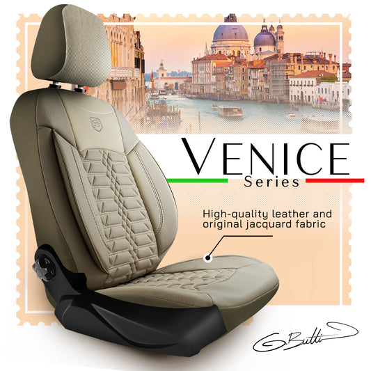 Premium Autositzbezug Giovanni Butti Venedig Farbe Beige – passend für Ihr Fahrzeug Vordersitz Mode