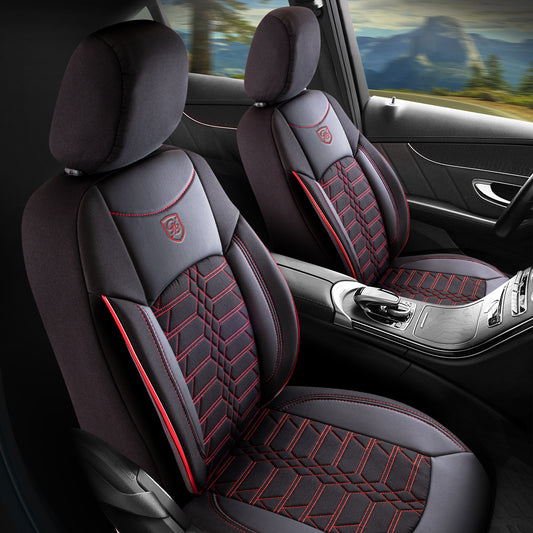 Premium Autositzbezug Giovanni Butti Venedig Farbe Schwarz-Rot – passend für Ihr Fahrzeug Vordersitz