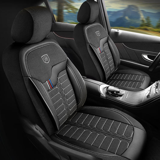 London Autositzbezug Schwarz-Grau - 2x Premium Vordersitzbezüge