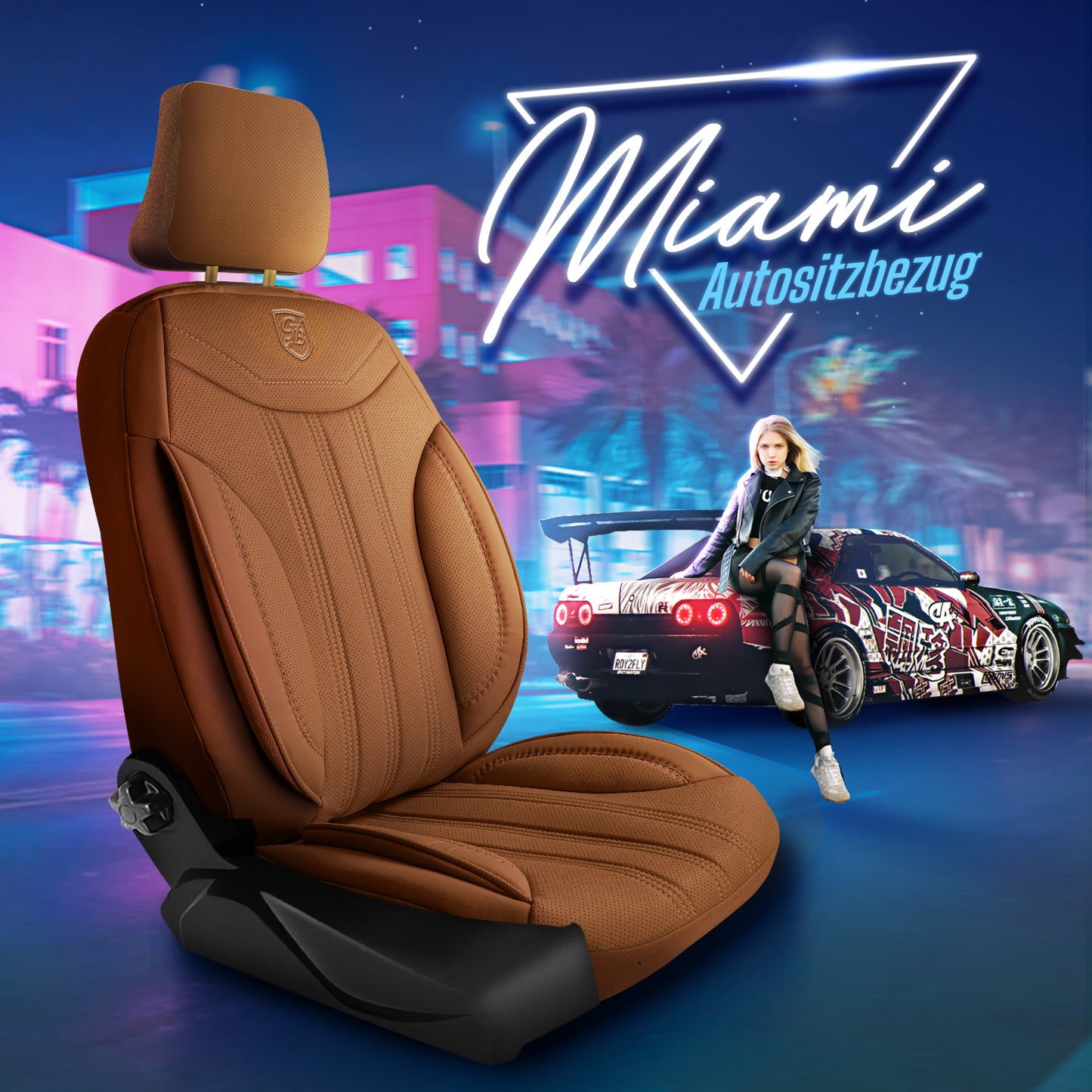 Premium Autositzbezug Miami, Farbe Braun – passend für viele Fahrzeuge Mode